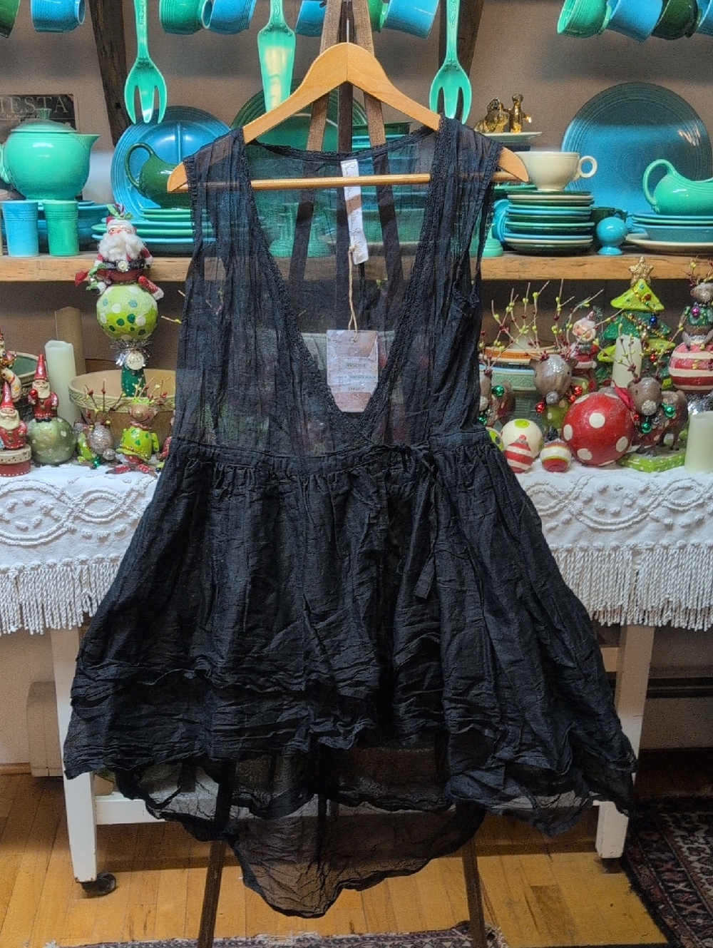 NWTO Ewa I Walla 100% Crinkle Voile Cotton Tie Tunic - Picture 2 of 11